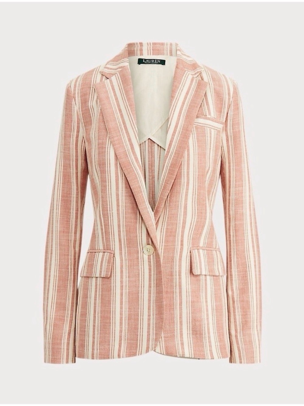 Lauren Ralph Lauren Pink and Cream Striped Blazer